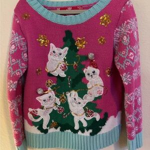 Pink Cat Christmas Sweater